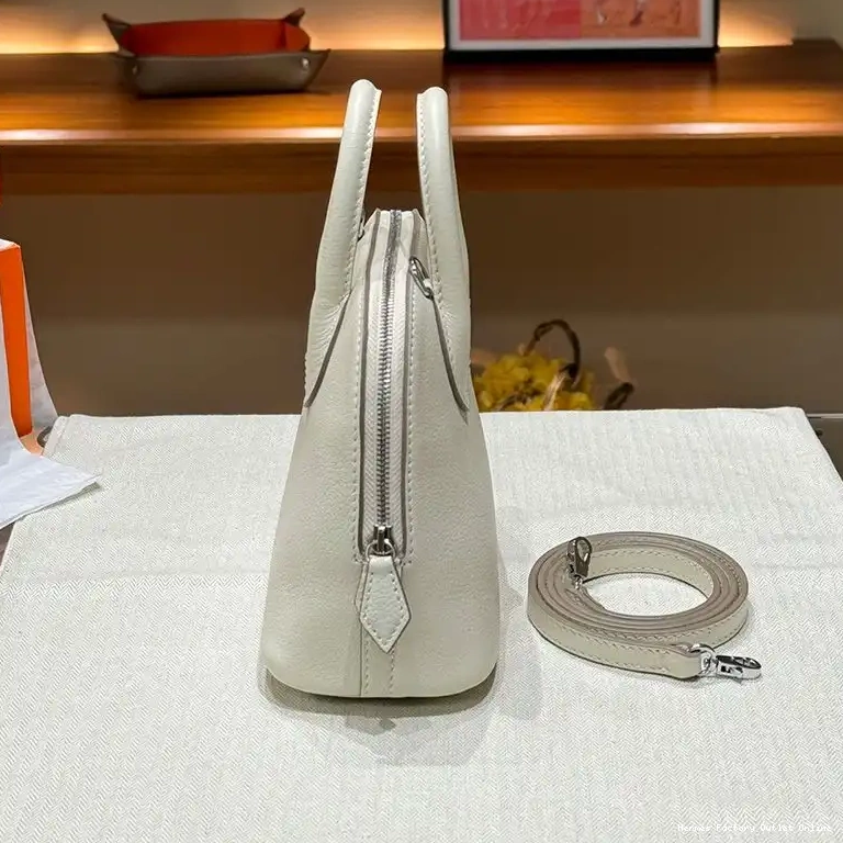 Cheap Hardware Chevre In Mini Palladium White Leather Hermes Bag Bolide 0507